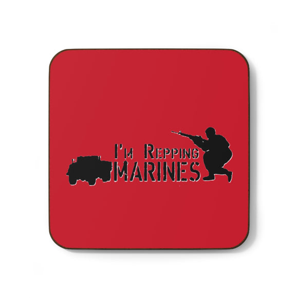 Marine Corps Hardboard Coaster - I'm Repping Marines | Military Gifts, Veteran Home Decor, Bar Accessories, Unique Coasters