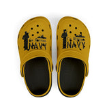 Kids Navy Support EVA Foam Clogs — "I'm Repping Navy" Yellow Slip‑Ons