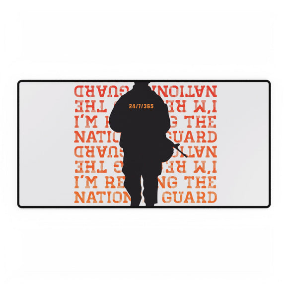 Military-Themed Desk Mat, 24/7/365 Support, Perfect for Home Office, Gift for Veterans, National Guard Pride