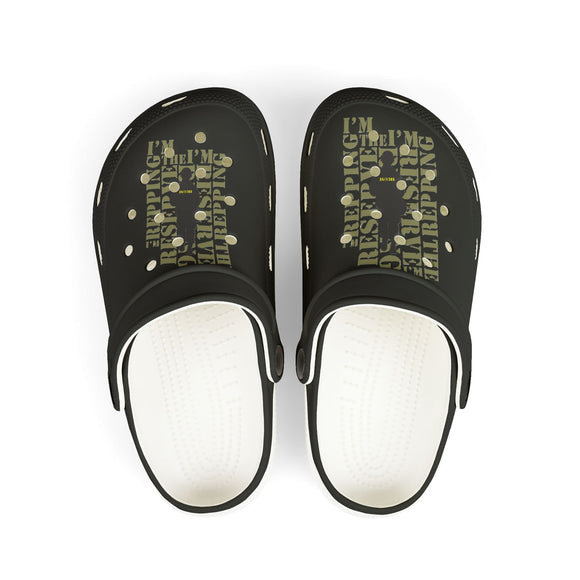 Kids Black Foam Clogs with Olive Camouflage Insole – Reserve