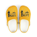 Kids Navy Support EVA Foam Clogs — "I'm Repping Navy" Yellow Slip‑Ons