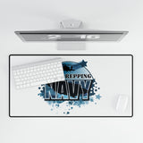 Navy Emblem Desk Mat, Stylish Workspace Decor, Gaming Mouse Pad, Navy Veteran Gift, Home Office Accessory