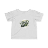 Infant Tee — "Newest Recruit: Military Brat" Baby Shirt (Camo Helmet Design)