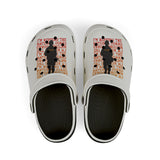 Kids White EVA Clogs with Retro Silhouette Print — National Guard