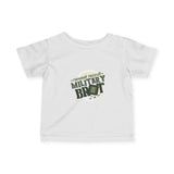 Infant Tee — "Newest Recruit: Military Brat" Baby Shirt (Camo Helmet Design)