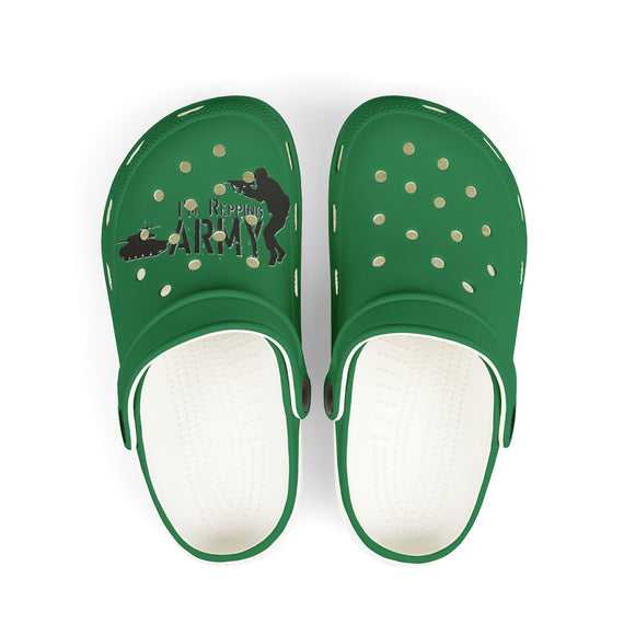 Kids Green Army EVA Foam Clogs — Lightweight Kids’ Camouflage Slip-On Sandals